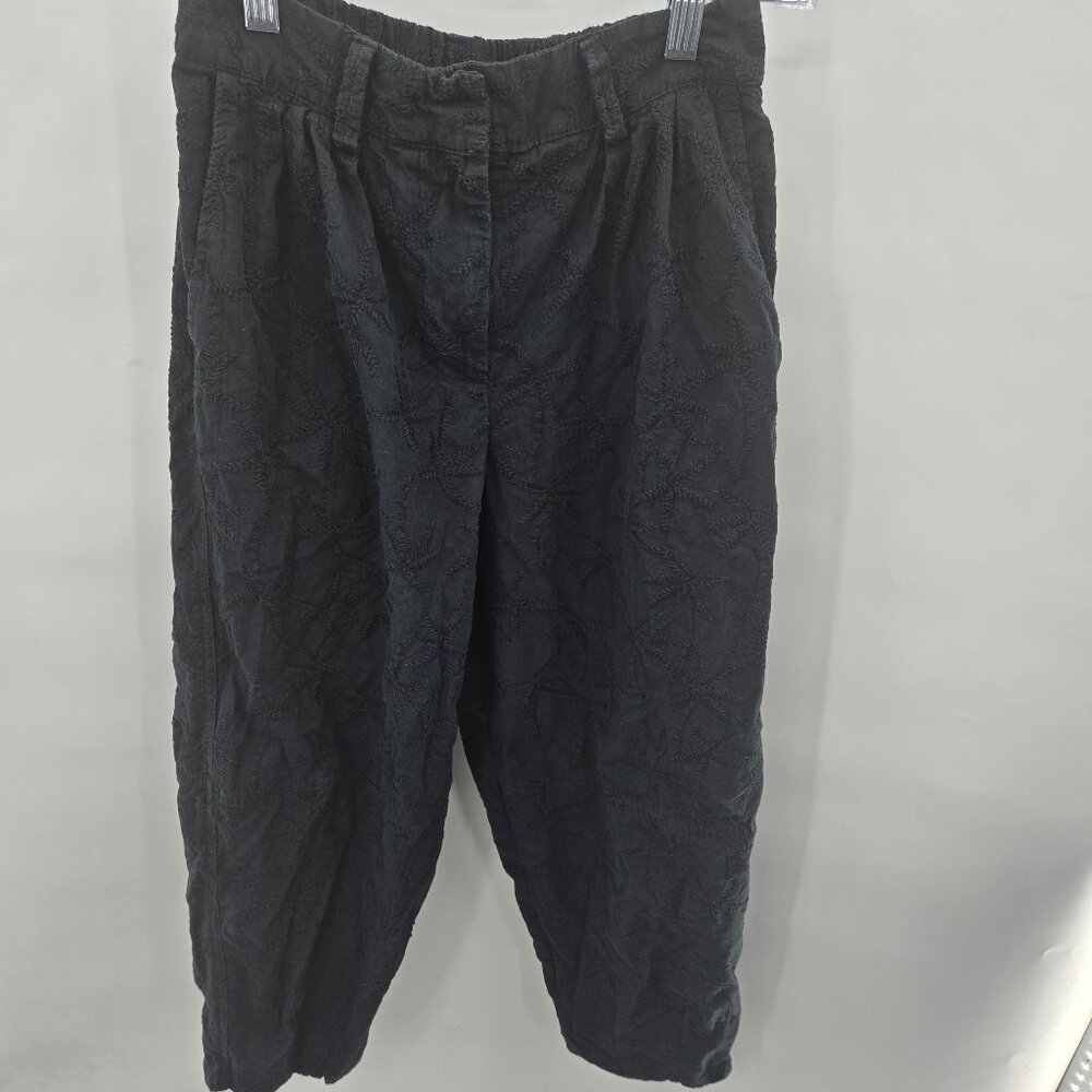 House of Harlow 1960 Black Embroidered Palm Trees Barrel Pants XS